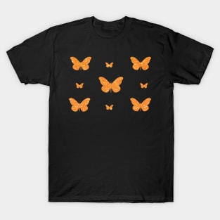 Orange Faux Glitter Butterflies T-Shirt